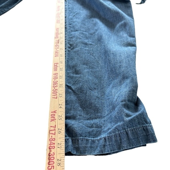 J. Crew Re-imagined Paper Bag Pants in Chambray Sz 6 Hemp Cotton Blend Cropped - Picture 13 of 16